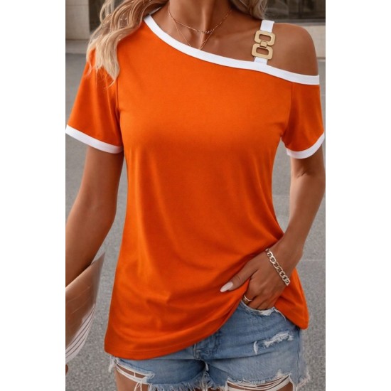 Kadın Kısa Kollu Tek Omuzu Açık Askı Toka Detaylı Viskon Bluz, 32952 Kadın Kısa Kollu Tek Omuzu Açık Askı Toka Detaylı Viskon Bluz, 32952