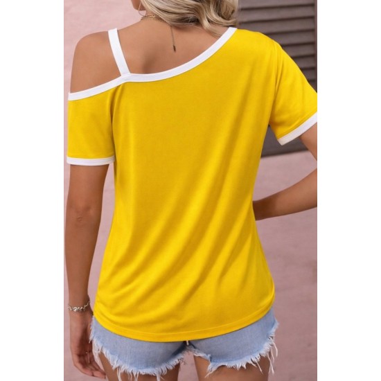 Kadın Kısa Kollu Tek Omuzu Açık Askı Toka Detaylı Viskon Bluz, 32951