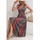 Kadın Beli Gipeli Etnik Desen Sıfır Kol Süprem Elbise, 32948
