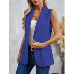 Kadın Kolsuz Yakalı önden Tek Düğmeli Atlas Ceket, 32947