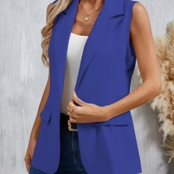 Kadın Kolsuz Yakalı önden Tek Düğmeli Atlas Ceket, 32947