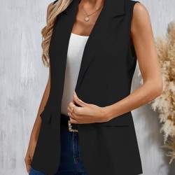 Kadın Kolsuz Yakalı önden Tek Düğmeli Atlas Ceket, 32945