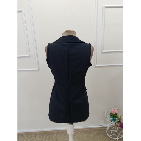 Kadın Kolsuz Yakalı önden Tek Düğmeli Atlas Ceket, 32945