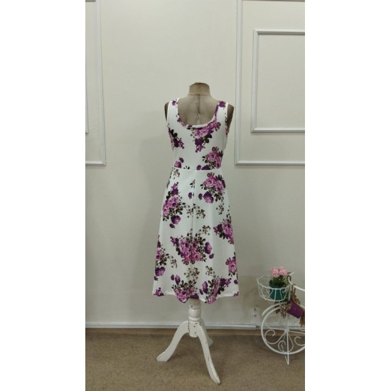 Kadın Askılı Kare Yakalı çiçek Desenli Midi Dalgıç Elbise, 32955 Kadın Askılı Kare Yakalı çiçek Desenli Midi Dalgıç Elbise, 32955