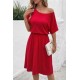 Kadın Kısa Kollu Omuzdan Açık Kiloş Midi Viskon Elbise, 32976