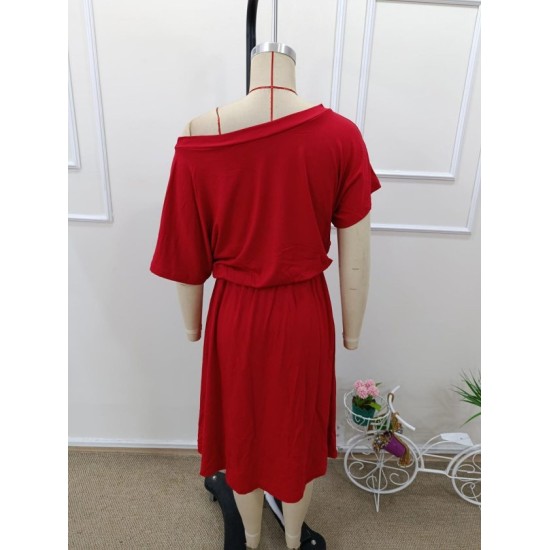 Kadın Kısa Kollu Omuzdan Açık Kiloş Midi Viskon Elbise, 32976