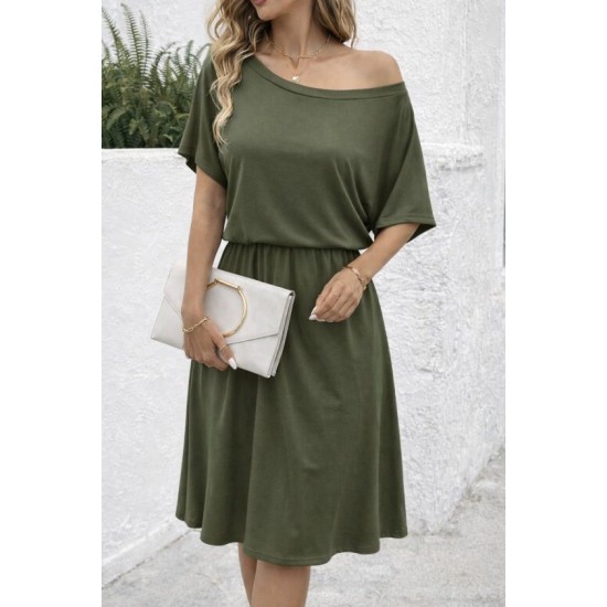 Kadın Kısa Kollu Omuzdan Açık Kiloş Midi Viskon Elbise, 32975 Kadın Kısa Kollu Omuzdan Açık Kiloş Midi Viskon Elbise, 32975