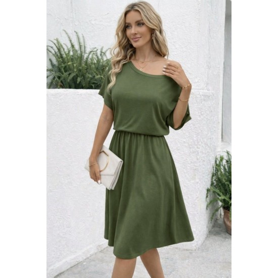 Kadın Kısa Kollu Omuzdan Açık Kiloş Midi Viskon Elbise, 32975 Kadın Kısa Kollu Omuzdan Açık Kiloş Midi Viskon Elbise, 32975