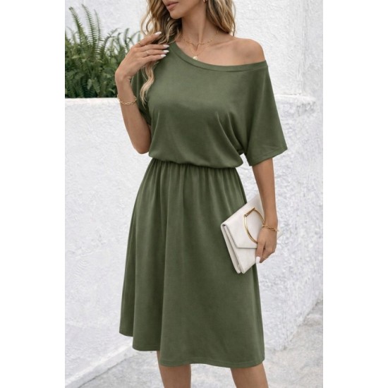 Kadın Kısa Kollu Omuzdan Açık Kiloş Midi Viskon Elbise, 32975 Kadın Kısa Kollu Omuzdan Açık Kiloş Midi Viskon Elbise, 32975