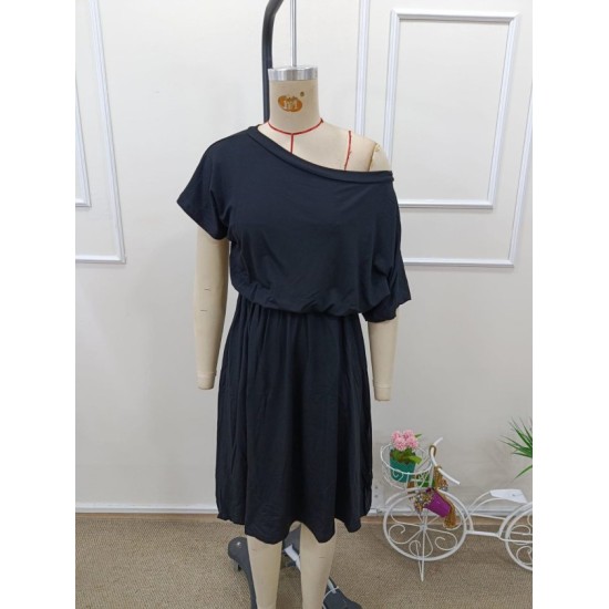 Kadın Kısa Kollu Omuzdan Açık Kiloş Midi Viskon Elbise, 32973