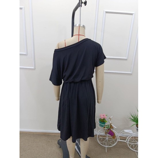 Kadın Kısa Kollu Omuzdan Açık Kiloş Midi Viskon Elbise, 32973