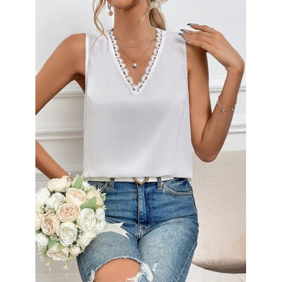 Kadı Askılı V Dantel Yakalı Sırttan Bağcıklı Sandy Bluz, 32972