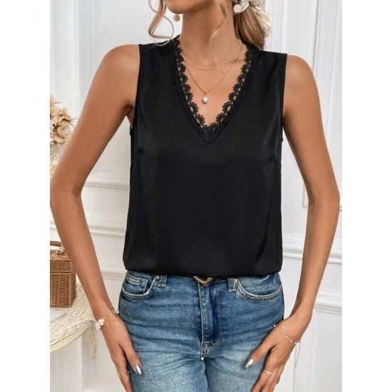 Kadı Askılı V Dantel Yakalı Sırttan Bağcıklı Sandy Bluz, 32970