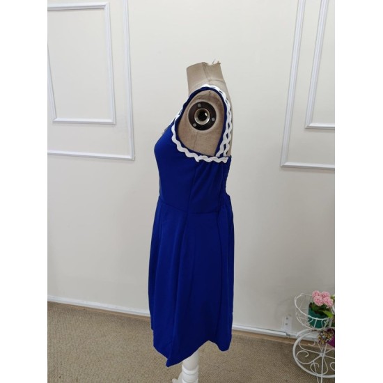 Kadın Askılı Yuvarlak Yakalı şerit Desenli Kısa Kiloş Elbise, 32969