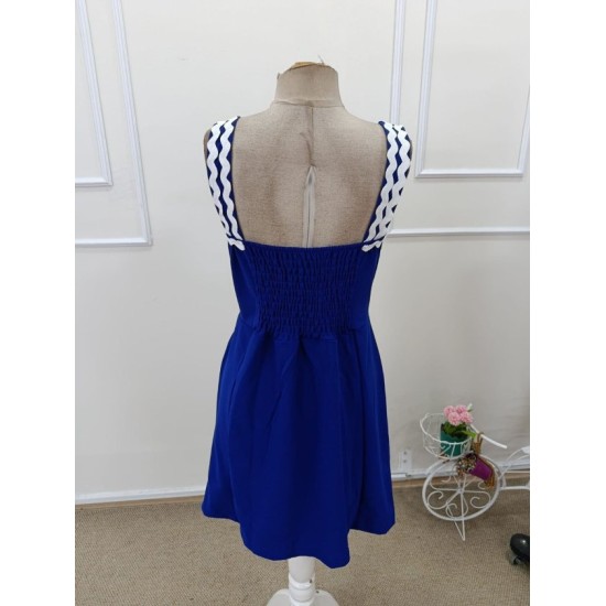 Kadın Askılı Yuvarlak Yakalı şerit Desenli Kısa Kiloş Elbise, 32969