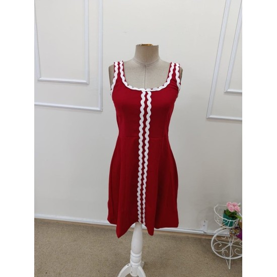 Kadın Askılı Yuvarlak Yakalı şerit Desenli Kısa Kiloş Elbise, 32968