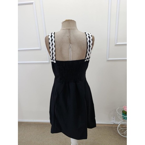 Kadın Askılı Yuvarlak Yakalı şerit Desenli Kısa Kiloş Elbise, 32966